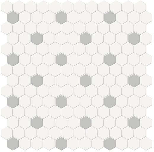 Simplicity Loft Grey Matte 1"Hexagon w/ Insert (12"x12" Mosaic Sheet) | Glazed Porcelain | Floor/Wall Mosaic