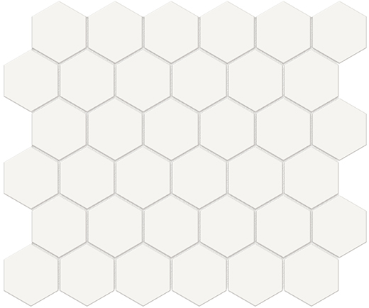 Simplicity Canvas White Matte 2" Hexagon (12"x12" Mosaic Sheet) | Glazed Porcelain | Floor/Wall Mosaic