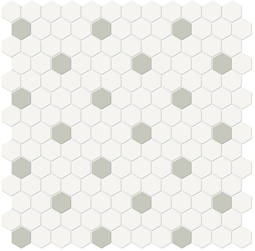 Simplicity Soft Sage Matte 1"Hexagon w/ Insert (12"x12" Mosaic Sheet) | Glazed Porcelain | Floor/Wall Mosaic