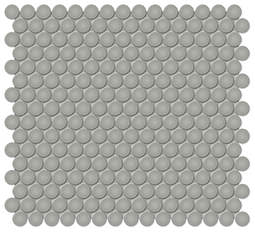 Simplicity Cement Chic Glossy .75" Penny Round (12"x12" Mosaic Sheet) | Glazed Porcelain | Floor/Wall Mosaic