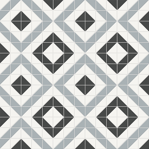 Simplicity Retro Black Matte Cubic Mosaic Dawn Blend | Glazed Porcelain | Floor/Wall Mosaic