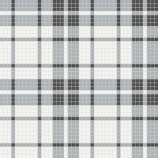 Simplicity Retro Black Matte Plaid Mosaic Dawn Blend | Glazed Porcelain | Floor/Wall Mosaic