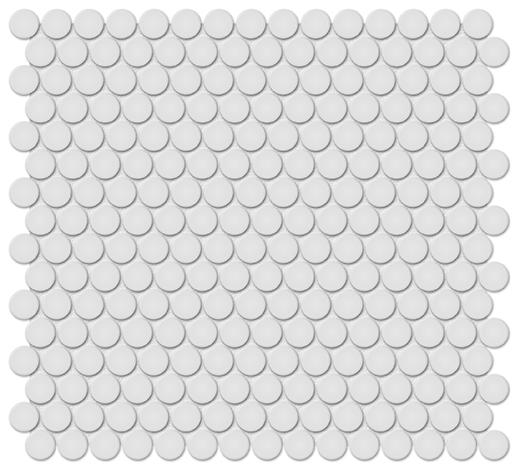 Simplicity Gallery Grey Glossy .75" Penny Round (12"x12" Mosaic Sheet) | Glazed Porcelain | Floor/Wall Mosaic