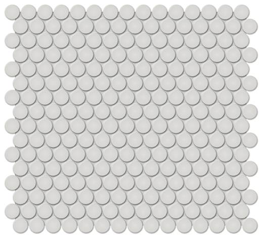 Simplicity Halo Grey Glossy .75" Penny Round (12"x12" Mosaic Sheet) | Glazed Porcelain | Floor/Wall Mosaic