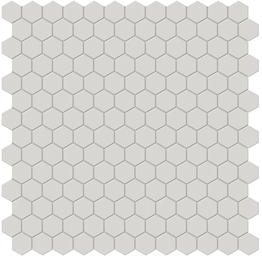 Simplicity Halo Grey Matte 1" Hexagon (12"x12" Mosaic Sheet) | Glazed Porcelain | Floor/Wall Mosaic
