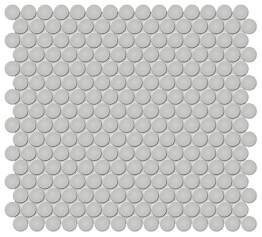 Simplicity Loft Grey Glossy .75" Penny Round (12"x12" Mosaic Sheet) | Glazed Porcelain | Floor/Wall Mosaic