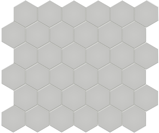 Simplicity Loft Grey Matte 2" Hexagon (12"x12" Mosaic Sheet) | Glazed Porcelain | Floor/Wall Mosaic