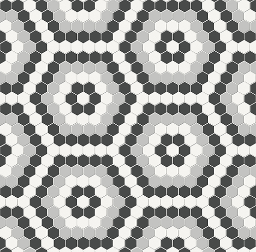 Simplicity Loft Grey Matte Hexagon Mosaic Midnight Blend | Glazed Porcelain | Floor/Wall Mosaic