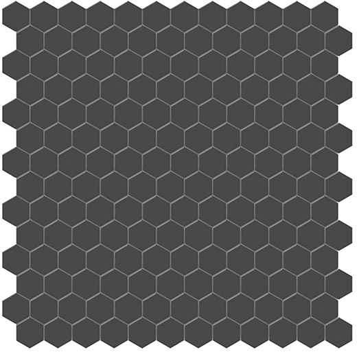 Simplicity Retro Black Matte 1" Hexagon (12"x12" Mosaic Sheet) | Glazed Porcelain | Floor/Wall Mosaic