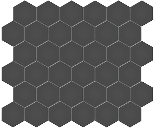 Simplicity Retro Black Matte 2" Hexagon (12"x12" Mosaic Sheet) | Glazed Porcelain | Floor/Wall Mosaic