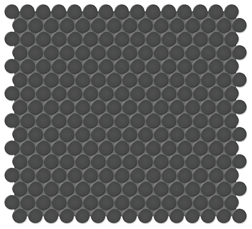 Simplicity Retro Black Matte .75" Penny Round (12"x12" Mosaic Sheet) | Glazed Porcelain | Floor/Wall Mosaic