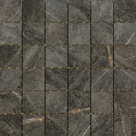 Soapstone Black Half Polished 2"x2" Mosaic | Through Body Porcelain | Floor/Wall Mosaic