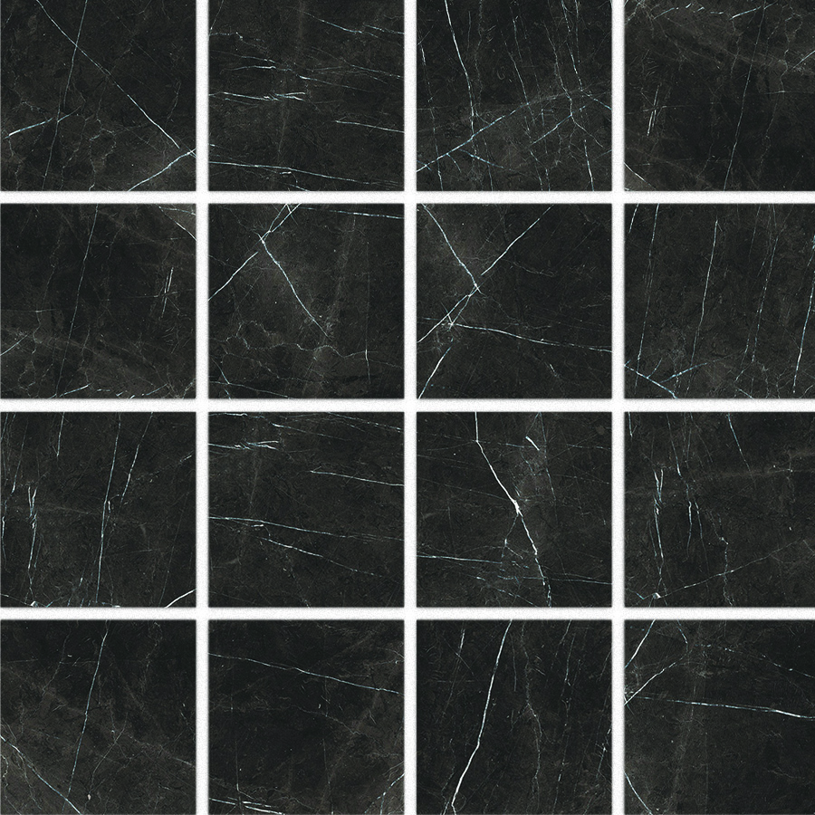 Splendor Nero Marquina Natural 3"x3" Mosaic | Color Body Porcelain | Floor/Wall Mosaic