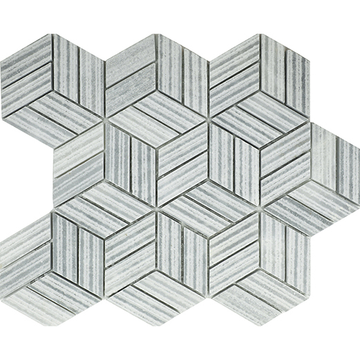 Spring Grey Spring Grey Scratched Cube Mosaic | Marble | Floor/Wall Mosaic