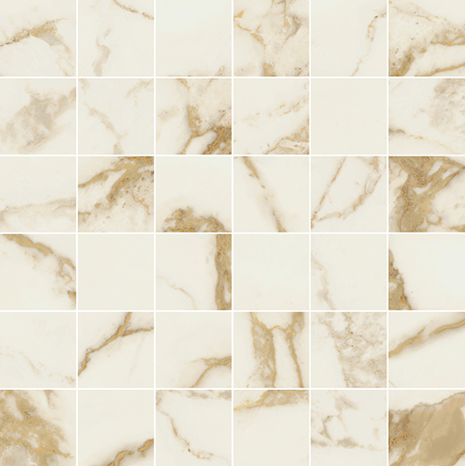 Stature Calacatta Gold Soft 2"x2" Mosaic | Color Body Porcelain | Floor/Wall Mosaic