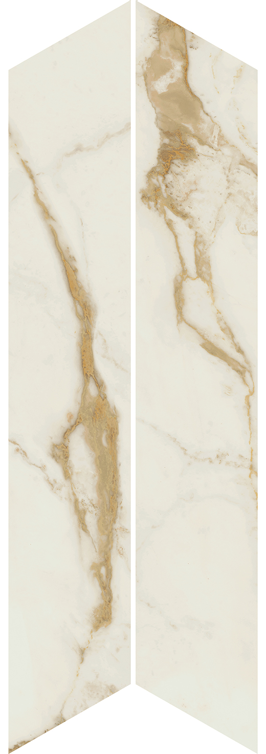 Stature Calacatta Gold Soft 3.75"x21.25" Chevron | Color Body Porcelain | Floor/Wall Tile