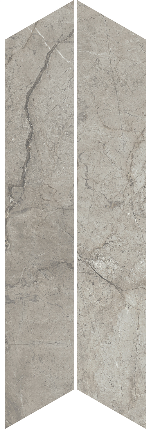 Stature Imperiale Grey Soft 3.75"x21.25" Chevron | Color Body Porcelain | Floor/Wall Tile
