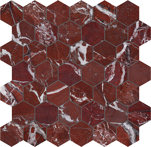 T-scano Rosso T-scano Rosso Polished 2" Hexagon | Marble | Floor/Wall Mosaic
