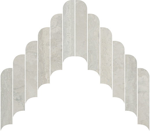 Umbria Beige Vein/Cross Cut Mix 3D Plus 2"x10" Rounded Chevron | Color Body Porcelain | Floor/Wall Mosaic