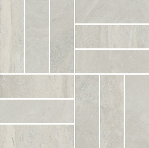 Umbria Beige Vein/Cross Cut Mix 3D Plus 2"x6" Basketweave | Color Body Porcelain | Floor/Wall Mosaic