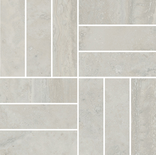 Umbria Beige Vein/Cross Cut Mix Matte 2"x6" Basketweave | Color Body Porcelain | Floor/Wall Mosaic