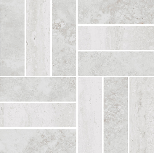 Umbria Ivory Vein/Cross Cut Mix 3D Plus 2"x6" Basketweave | Color Body Porcelain | Floor/Wall Mosaic