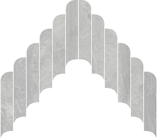 Umbria Silver Vein/Cross Cut Mix 3D Plus 2"x10" Rounded Chevron | Color Body Porcelain | Floor/Wall Mosaic