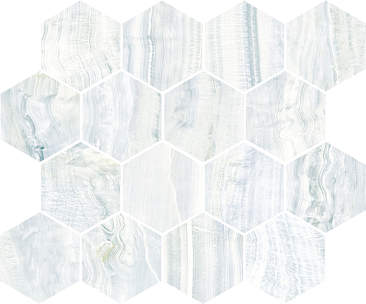 Velino Azzurro Natural 3" Hexagon Mosaic | Glazed Porcelain | Floor/Wall Mosaic