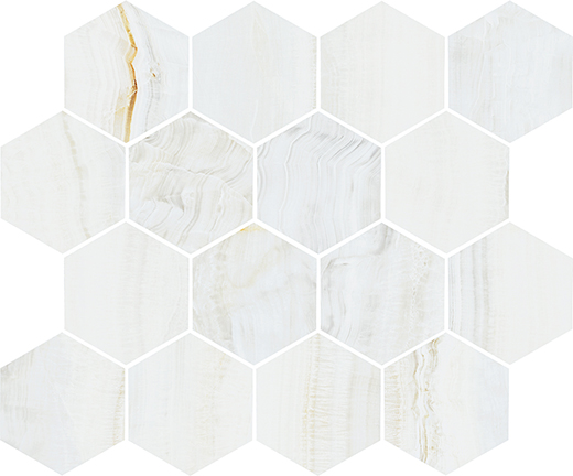 Velino Bianco Natural 3" Hexagon Mosaic | Glazed Porcelain | Floor/Wall Mosaic