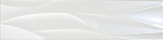 Wave Glass White Glossy 4"x16 | Glass | Wall Dimensional