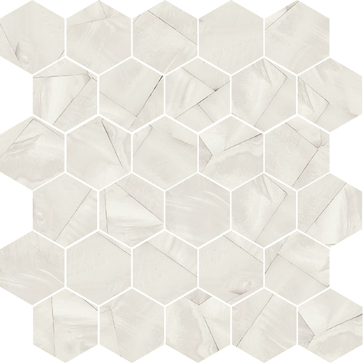 Wisp Azzuro/Deco Polished 2" Hexagon | Color Body Porcelain | Floor/Wall Mosaic
