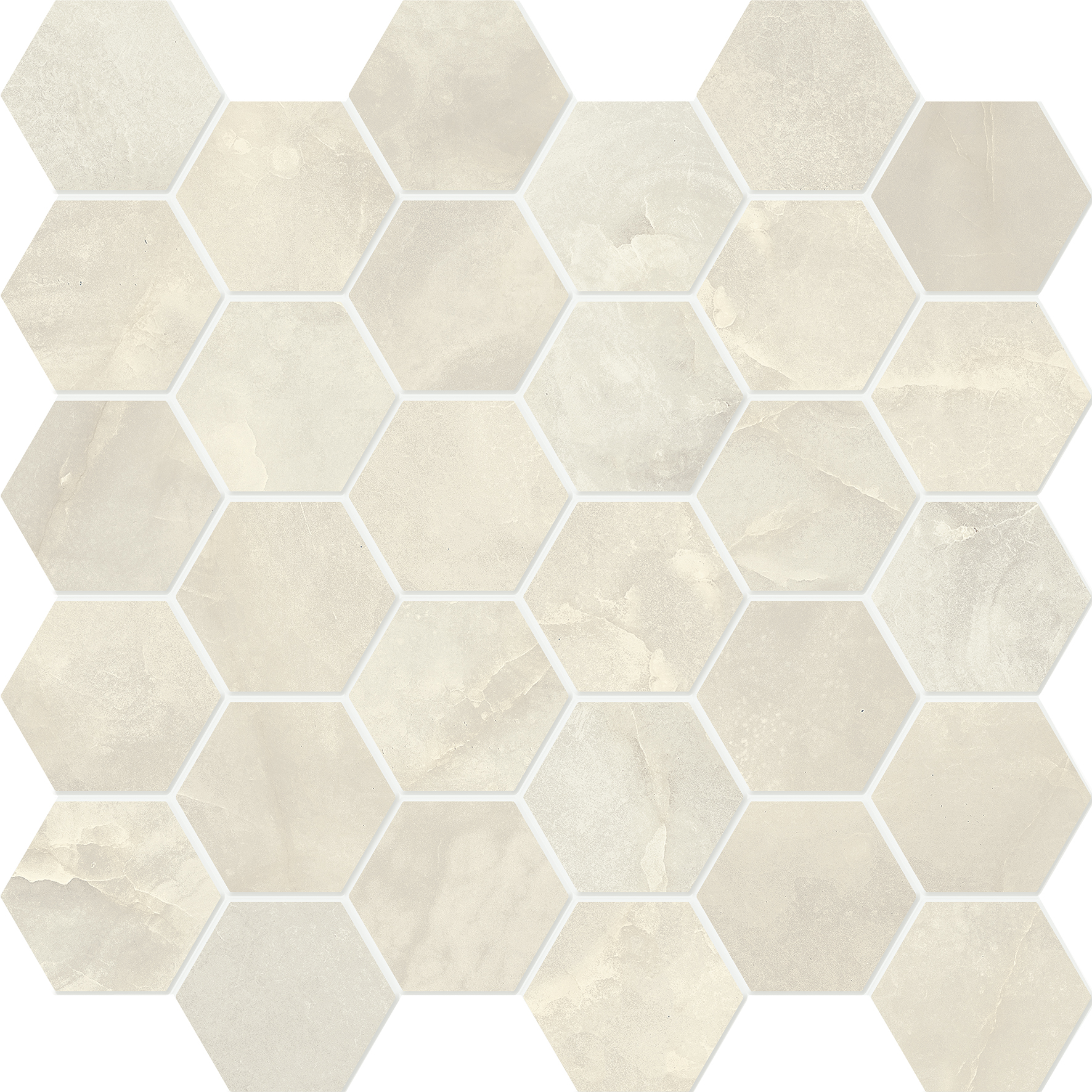 Wisp Grigio Polished 2" Hexagon | Color Body Porcelain | Floor/Wall Mosaic