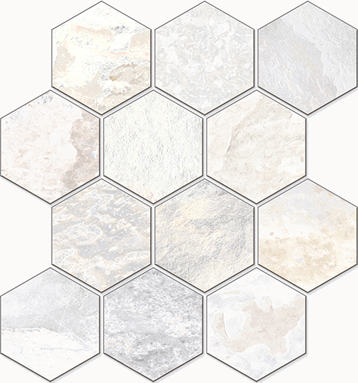 Wynn Milk Natural Hexagon Mosaic | Glazed Porcelain | Mosaic