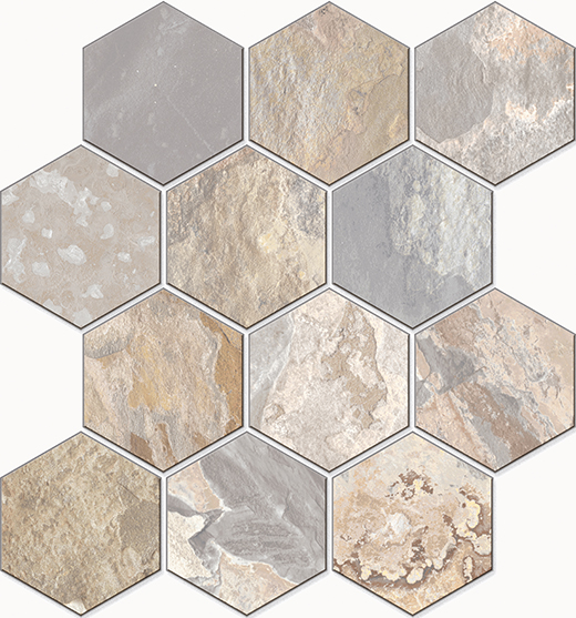 Wynn Nut Natural Hexagon Mosaic | Glazed Porcelain | Mosaic