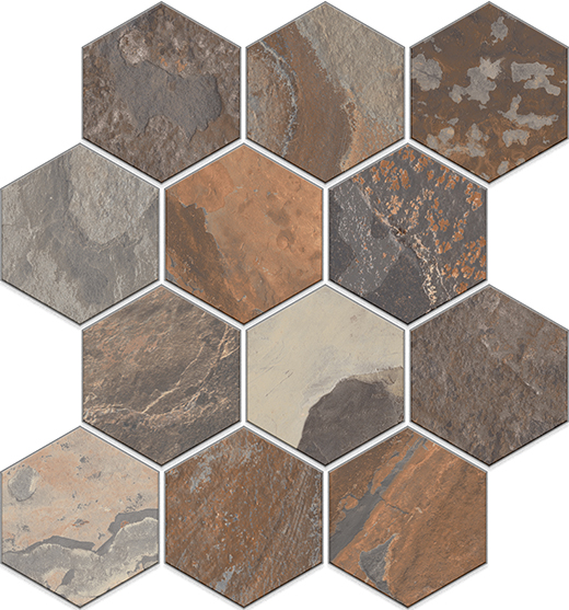 Wynn Sunset Natural Hexagon Mosaic | Glazed Porcelain | Mosaic